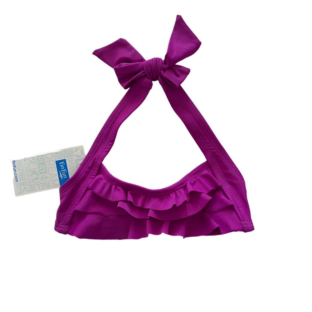FinFun Girls Grape Sea Wave Ruffle Bikini Top Size XS